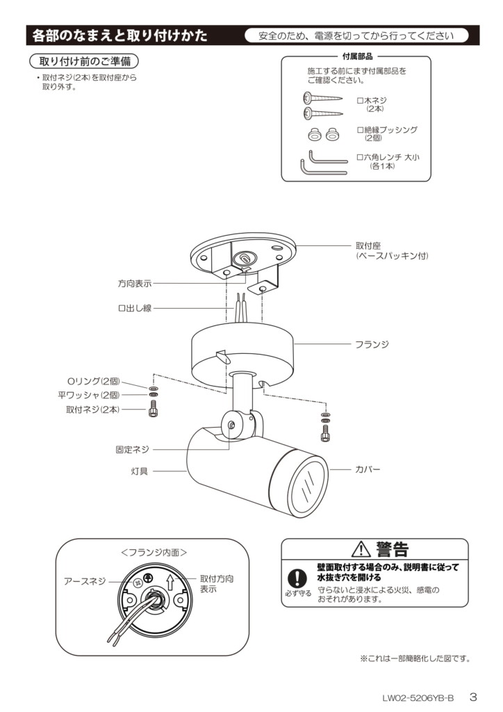 ポージィスポットライトUNDOL5206YS、YW、YB_取扱説明書-3