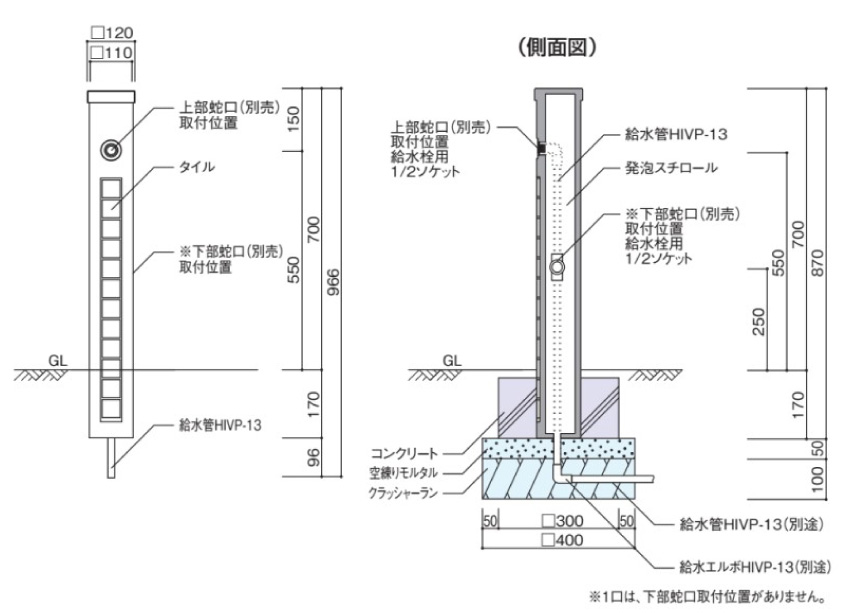 ファミエンテスタンド2口 参考図面