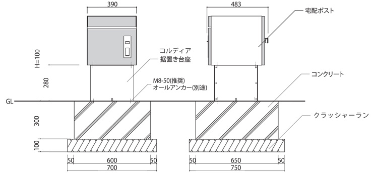 コルディア据置き台座 参考施工図