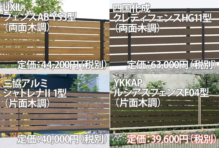 木調フェンス価格比較