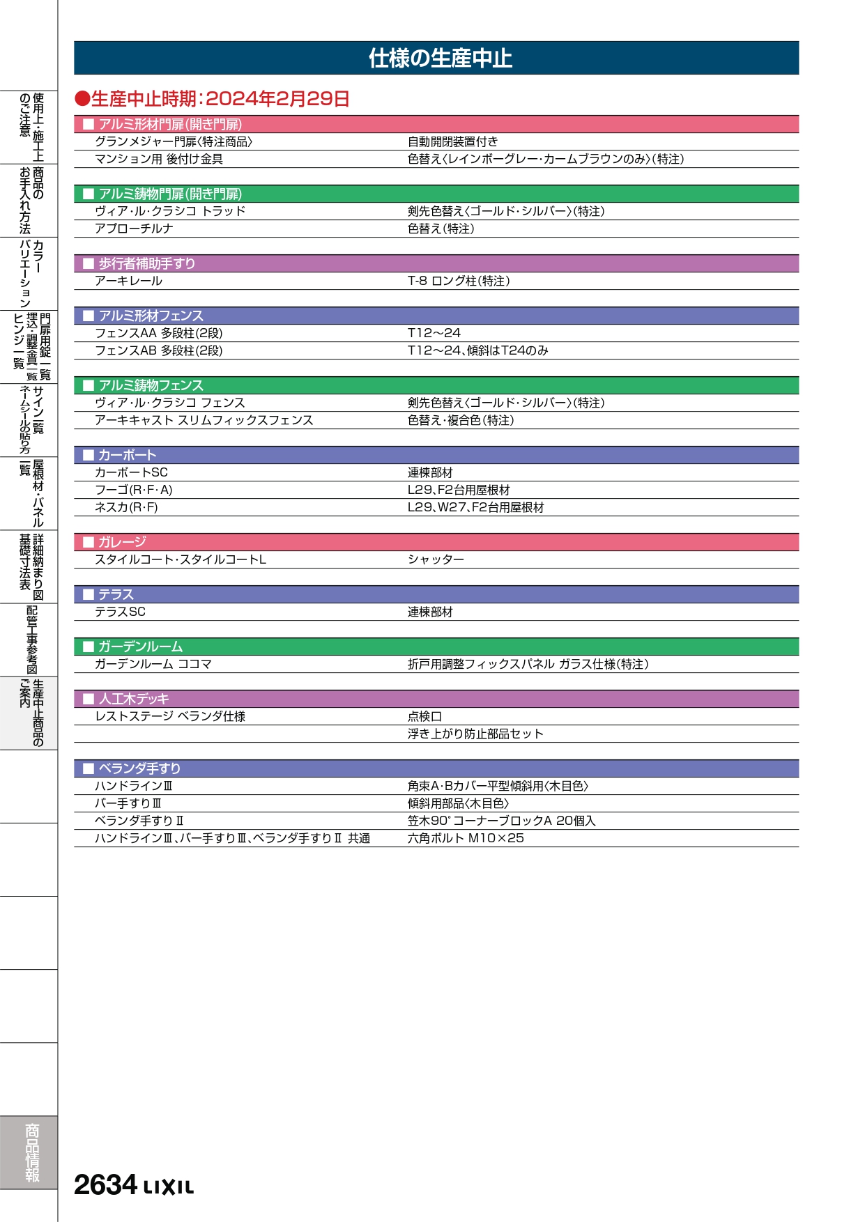 LIXIL2024-2025生産中止品