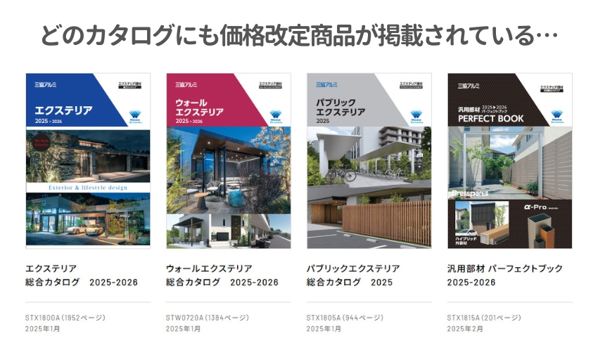 三協アルミのカタログは多岐に渡る