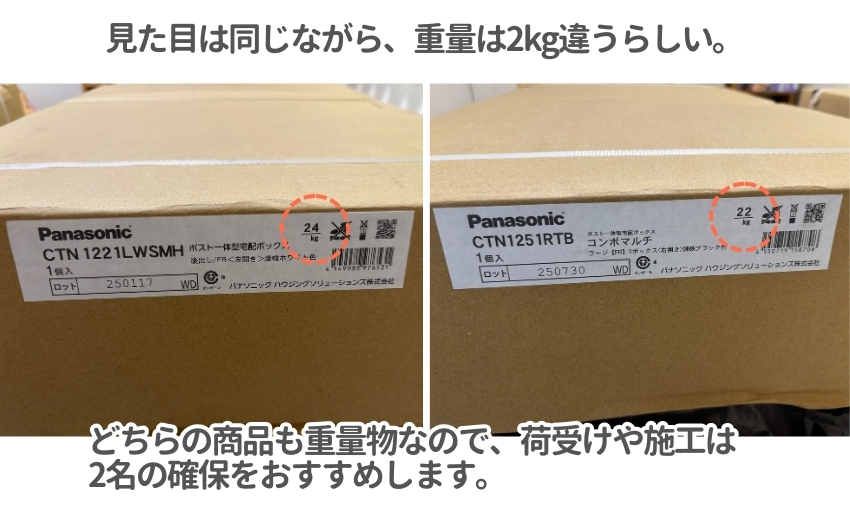 見た目、寸法はほぼ同じながら重量は2kg違うらしい。
