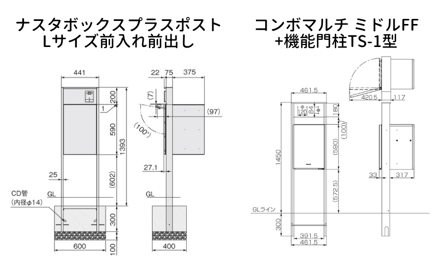 ナスタボックスプラスポストとコンボマルチをサイズで比較してみる