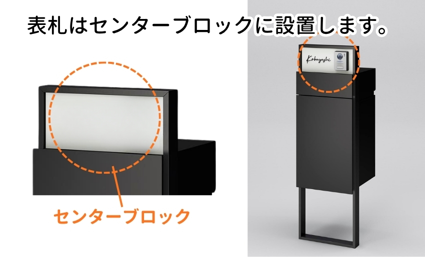 表札はセンターブロックに設置します。