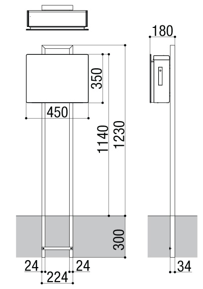 LIXIL ネクストポストL-1型 ポール建てサイズ