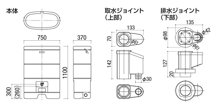 LIXIL エコリス雨水タンク サイズ