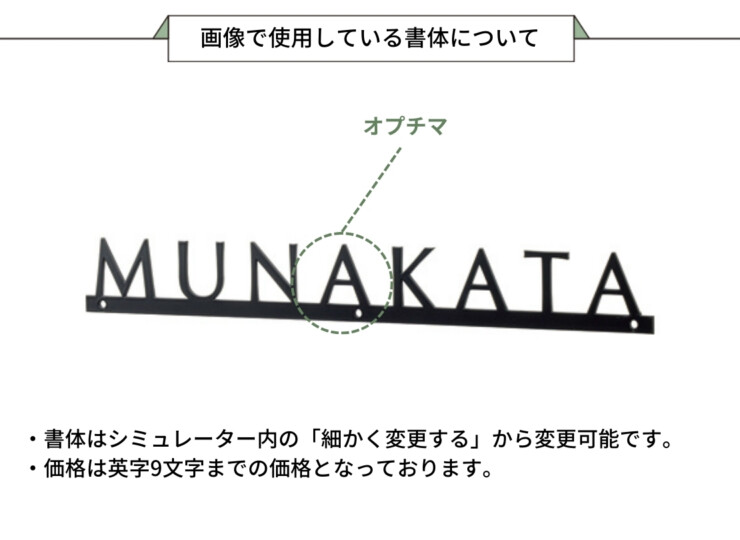 美濃クラフト ウォールアート表札 アクセントラインプラス AC-6 画像で使用している書体について