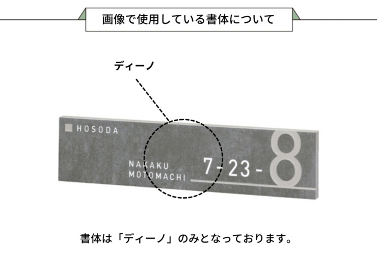 美濃クラフト ナンバー表札 アドレスサイン ADT-3 画像で使用している書体について