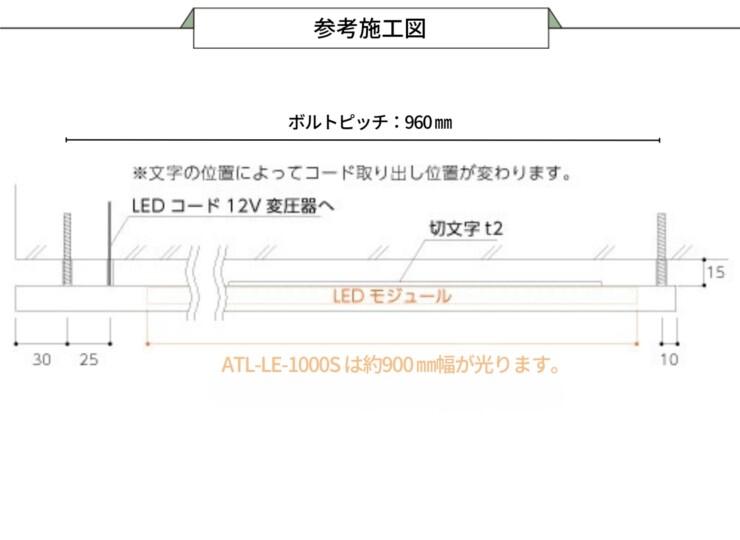 美濃クラフト ウォールアート表札 アートライン ATL-LE-1000S 参考施工図