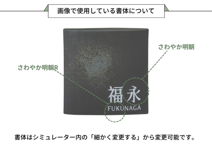 美濃クラフト 焼き物表札 ビゼン BN-1 画像で使用している書体について