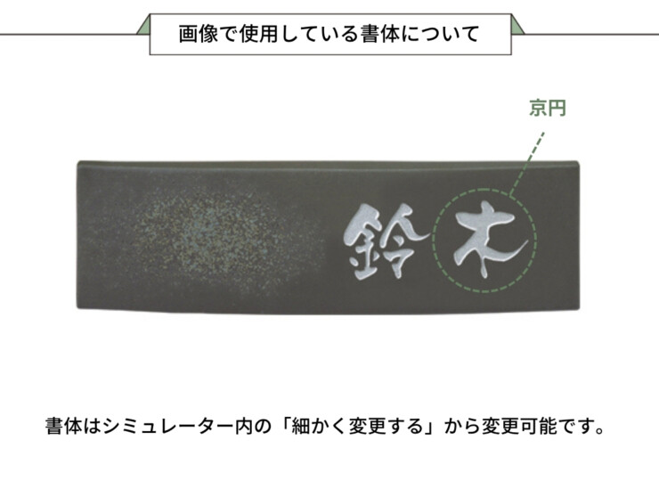 美濃クラフト 焼き物表札 ビゼン BN-4 画像で使用している書体について