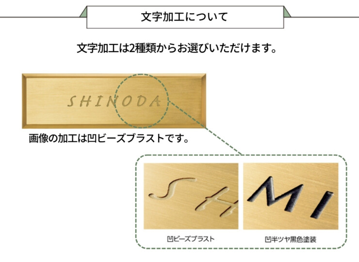 美濃クラフト 真鍮表札 ブラス 文字加工文字加工について