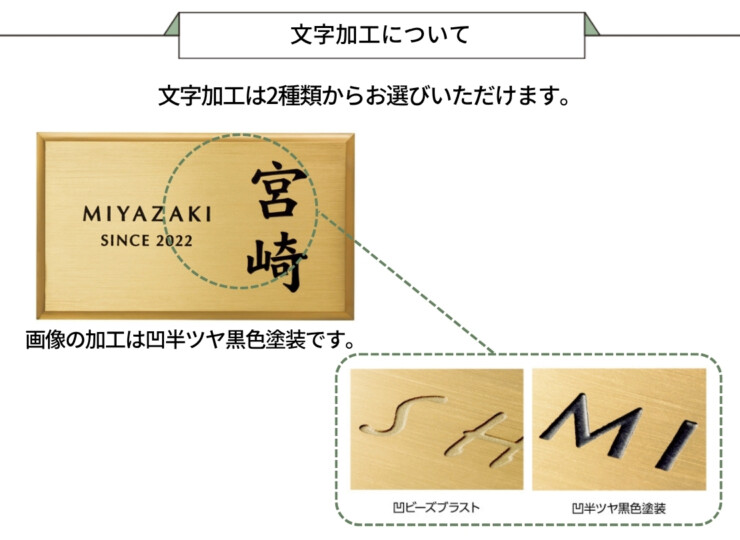 美濃クラフト 真鍮表札 ブラス BRS-12 文字加工について