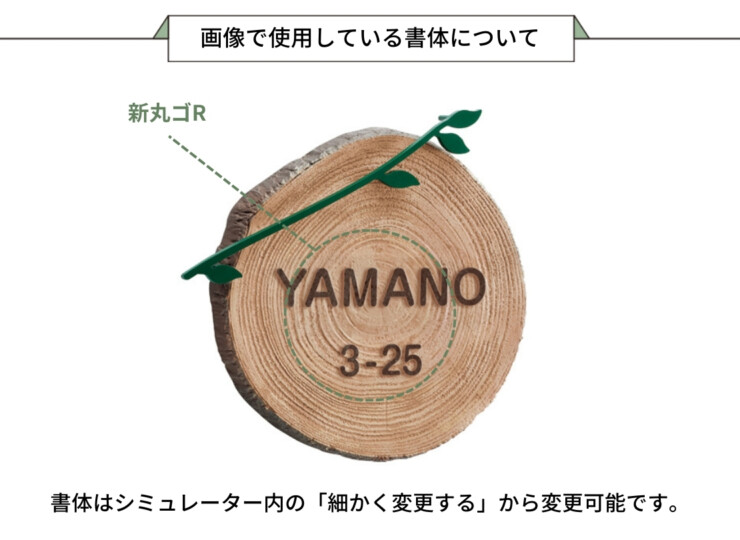 美濃クラフト アルミ鋳物表札 i-mono（イーモノ）CAG-5 画像で使用している書体について