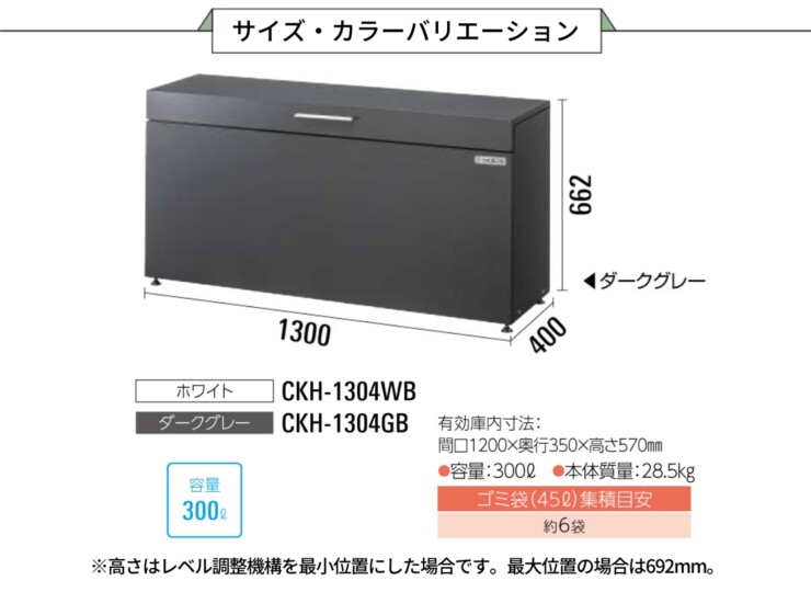 ダイケン ゴミ収集庫 スチールタイプ（小型）クリーンストッカーCKH-B 間口1300mm