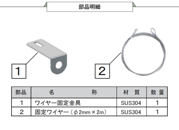 ゴミ収集庫 スチールタイプ（小型）クリーンストッカーCKH-B専用オプション ワイヤーセット CKH-WS 部材明細