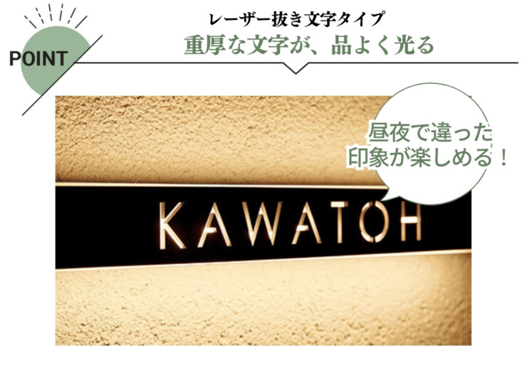 美濃クラフト LED表札 ストライト レーザー抜き文字タイプ CL-21 特長