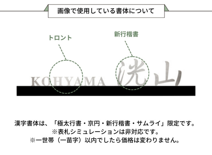 美濃クラフト LED表札 ストライト ステンレス切文字タイプ CL-31 画像で使用している書体について