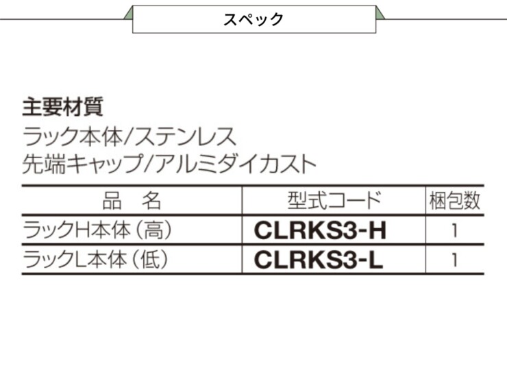 四国化成 サイクルラックS3型 スペック