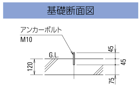 サイクルスタンドCS-H 基礎断面図