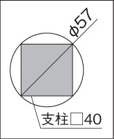 四国化成 クレディフェンスSG1型 支柱外接円寸法