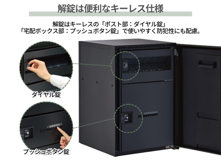 パナソニック ポスト一体型タイプ コンボマルチ ミドルタイプ（1ボックス）前入れ前出し CTN1120R（L）施錠は便利なキーレス仕様
