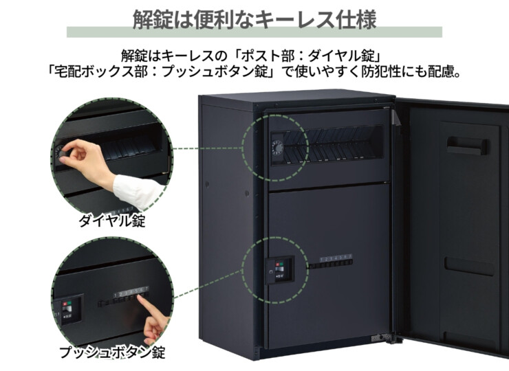 パナソニック ポスト一体型タイプ コンボマルチ ミドルハーフタイプ 1ボックス CTN1130R（L）解錠は便利なキーレス仕様