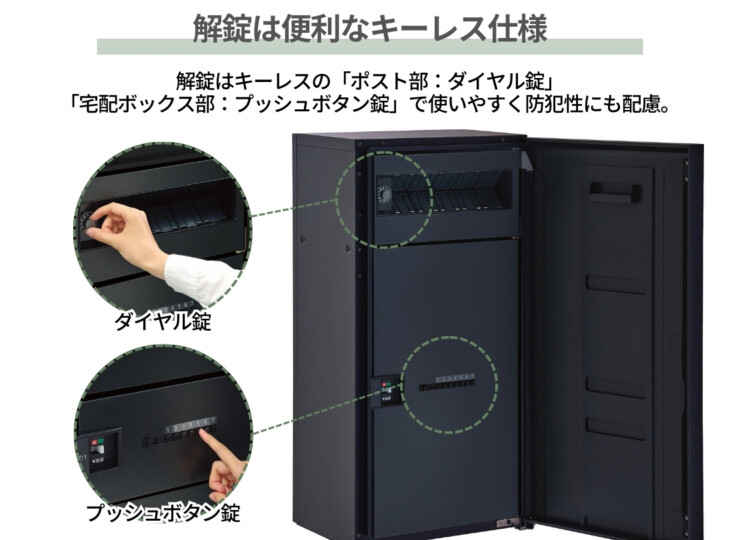 パナソニック ポスト一体型タイプ コンボマルチ ラージハーフタイプ（1ボックス）前入れ前出し CTN1160R（L）解錠は便利なキーレス仕様