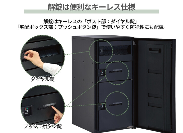 パナソニック ポスト一体型タイプ コンボマルチ ラージタイプ（2ボックス）前入れ前出し CTN1250R（L）解錠はv便利なキーレス仕様