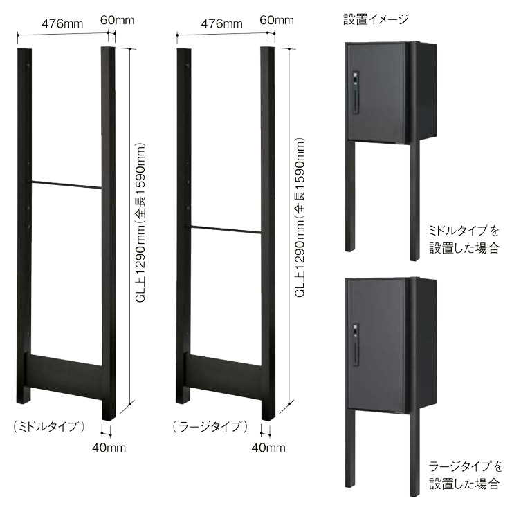 パナソニック 埋め込み専用ポール CTN8250B 設置イメージ・サイズ