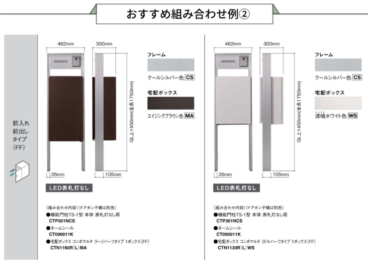 パナソニック ポスト一体型宅配ボックスコンボマルチ専用 機能門柱TS-1型 おすすめの組み合わせ例