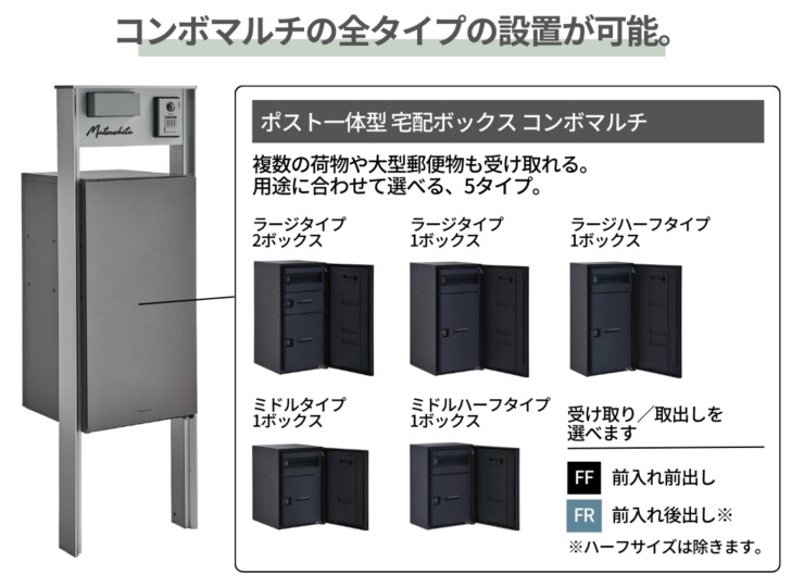 パナソニック ポスト一体型宅配ボックスコンボマルチ専用 機能門柱TS-1型 コンボマルチの全タイプの設置が可能