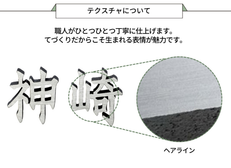 美濃クラフト アルミ鋳物表札 鋳物文字 漢字タイプ CW-103 テクスチャ