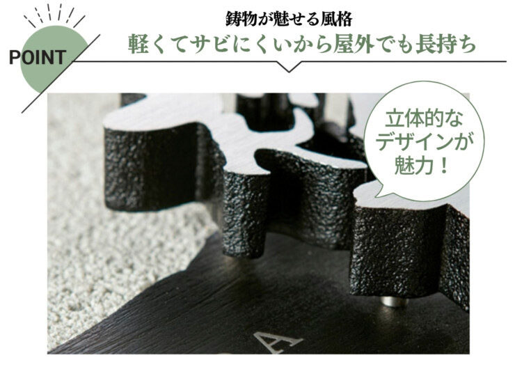 美濃クラフト アルミ鋳物表札 鋳物文字 組み合わせタイプ CW-51 特徴