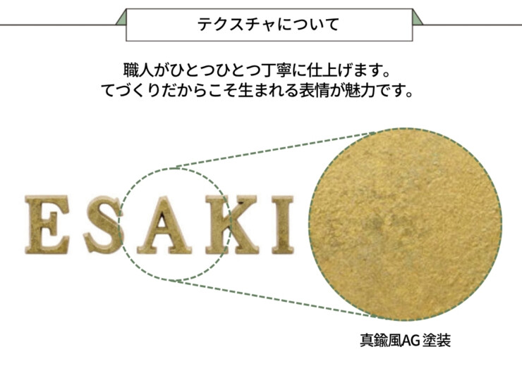 美濃クラフト アルミ鋳物表札 鋳物文字 英字タイプ CWS-4 テクスチャについて