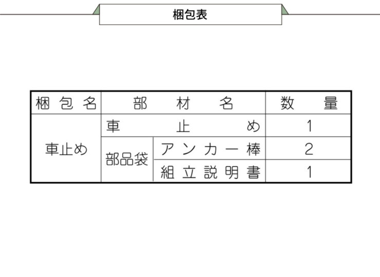 ダイケン 車止め埋込式 スチール製 CY-KAS型 梱包表