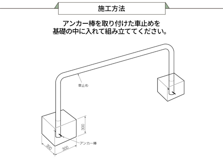 ダイケン 車止め埋込式 スチール製 CY-KAS型 施工方法