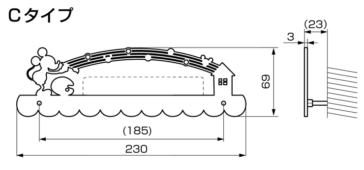 ミッキーシルエットサイン Cタイプ サイズ