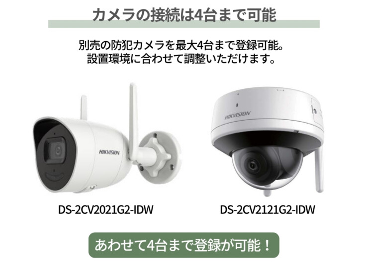 gahter モニター付きWi-Fi防犯カメラ モニター付きWi-Fi レコーダー DS-7604NI-L1/W カメラは最大4台接続が可能