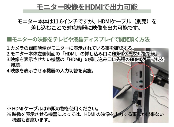 gahter モニター付きWi-Fi防犯カメラ モニター付きWi-Fi レコーダー DS-7604NI-L1/W モニターをHDMIで出力可能