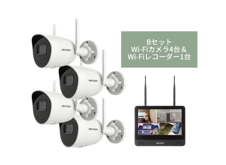 gahter モニター付きWi-Fi防犯カメラ×4 モニター付きWi-Fiレコーダーセット アイキャッチ