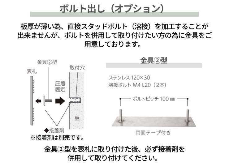美濃クラフト 小さな表札 小さなステディ 取付ガイド ボルト出し