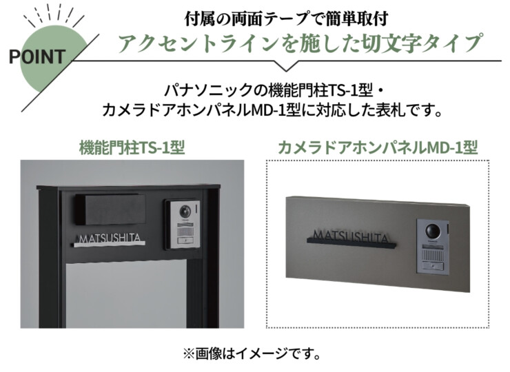 丸三タカギ パナソニック 機能門柱TS-1型・カメラドアホンパネルMD-1型対応表札 切文字タイプ ECM1シリーズ 特徴