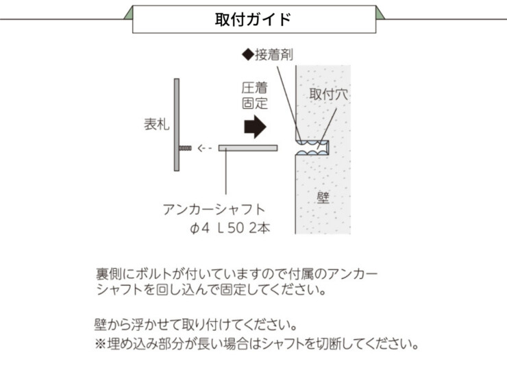 美濃クラフト 小さな表札 小さな切文字表札 ES-53 取付ガイド
