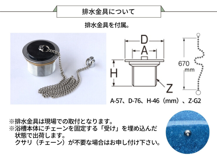 陶里 信楽焼浴槽 ハネノバス 排水金具について