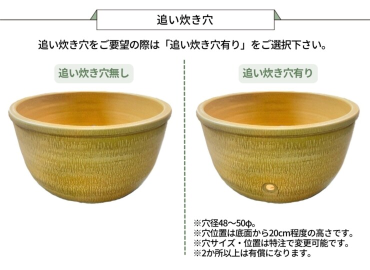 陶里 信楽焼浴槽 ハネノバス 追い炊き穴について