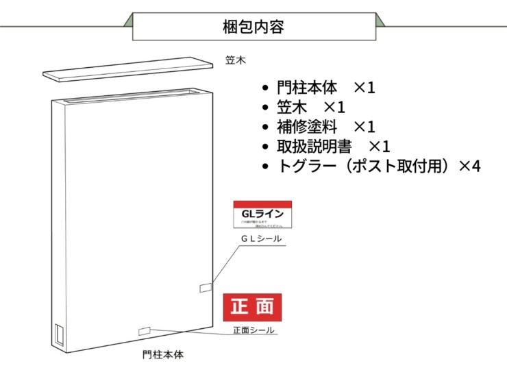福彫 機能門柱（グランドウォール）LAMPARD WIDE（ランパードワイド）同梱品