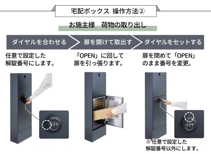 LIXIL 機能門柱FT 2026年～リニューアル仕様 宅配ボックス 操作方法 お施主様 荷物の取り出し