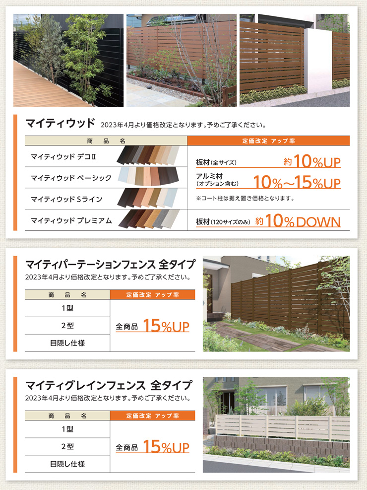 F＆F 2023年春改定情報